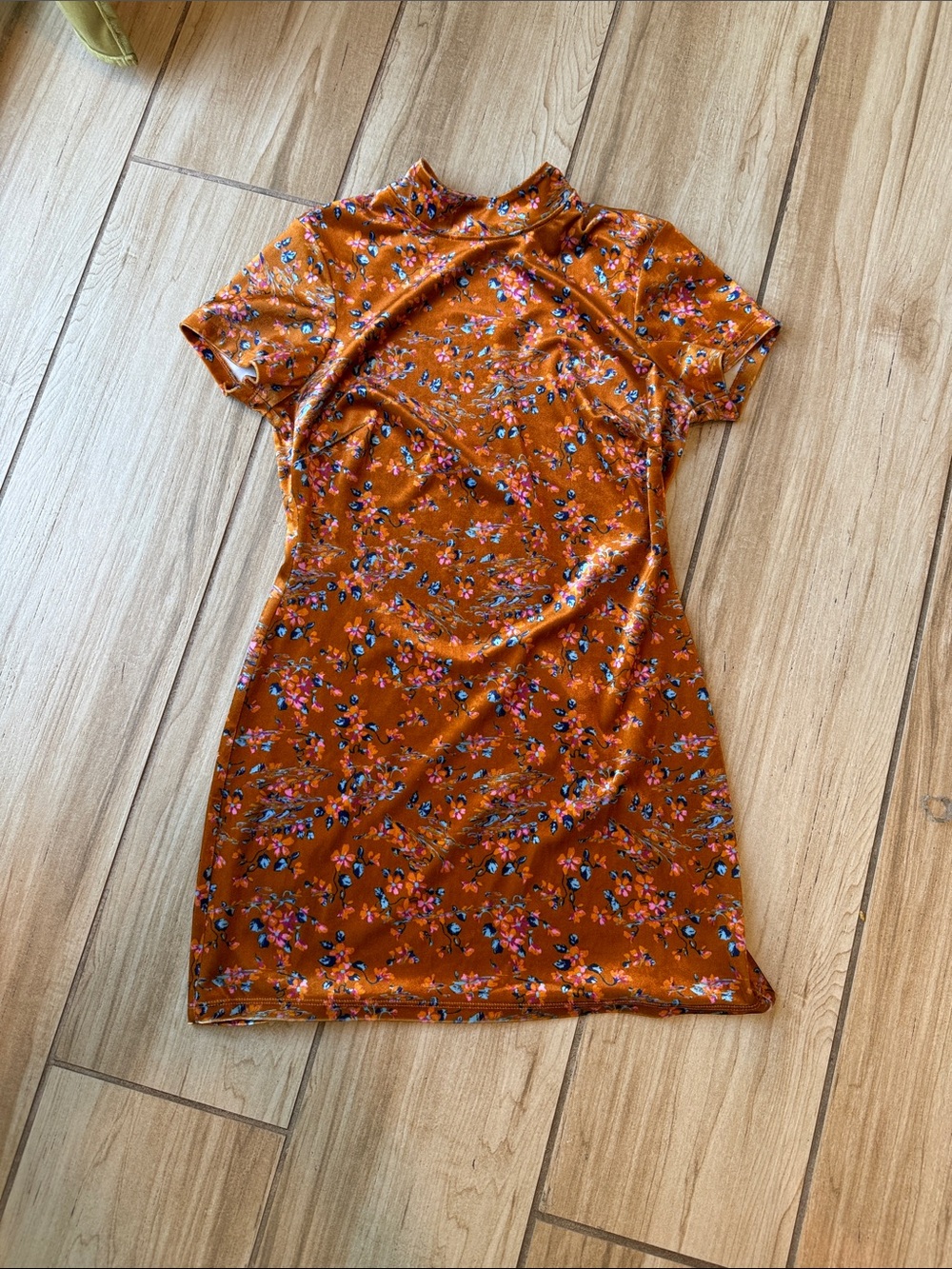 Savage X Fenty Rust Floral Mock Neck Mini Dress